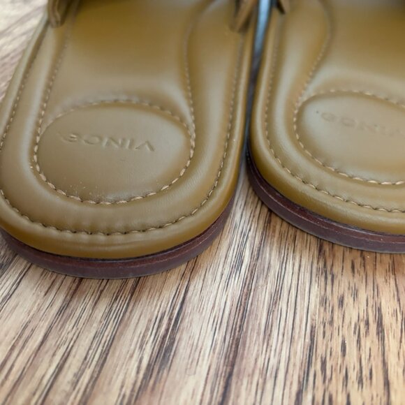 Vince Women's Palmetta Slide Sandals in Dark Amber Leather Size 9 CONTEMPORARY - Picture 6 of 8